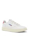 Autry Leather Sneakers Low-top Design Rubber Sole In White/red