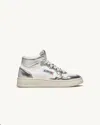 Autry Women's Medalist Mid Sneaker In White/silver In Multi