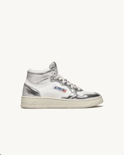 Autry Women's Medalist Mid Sneaker In White/silver In Multi