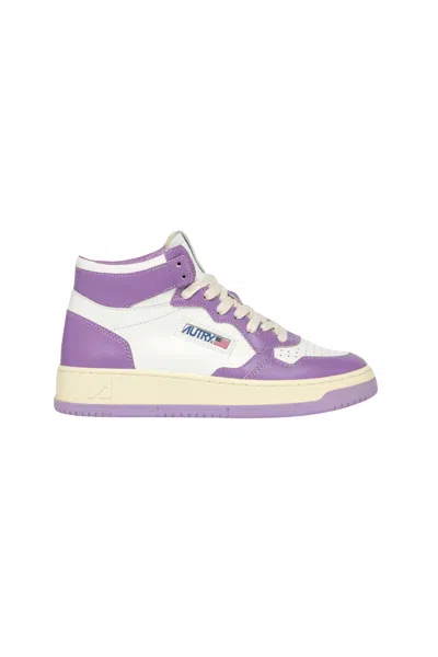Autry Women's Medalist Mid Sneakers In White & Lavender In Multi