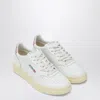 Autry Low Top Leather Sneakers With Pink Detail In White