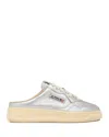 Autry Medalist Metallic Shearling Mule Sneakers In Silver