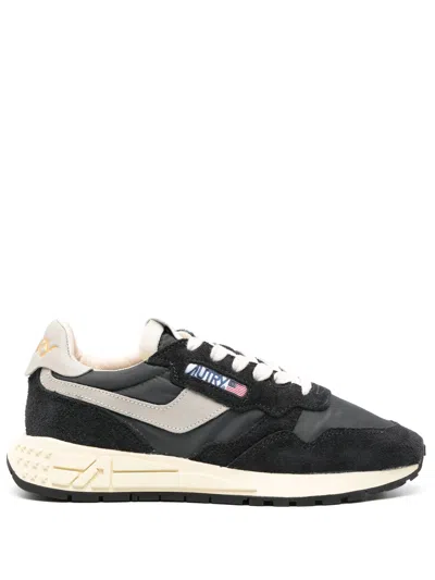 Autry Women's Nylon & Suede Insert Sneakers With Aged Lace Detail In Nero