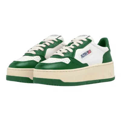 Autry Women's Platform Sneakers In White/green