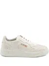 Autry Medalist Low Sneakers In Worn-out Effect Suede With Rhinestones In White