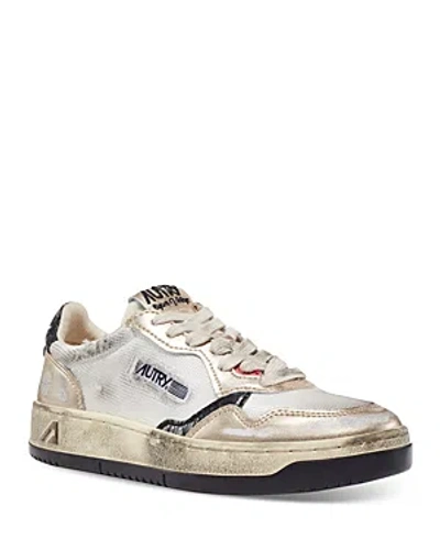 Autry Women's Super Vintage Low Top Sneakers In White/gold