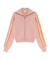 Autry Viscose Blend Jacket With Embroidered Logo And Contrasting Stripes In Pink