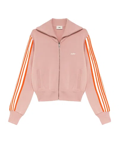 Autry Viscose Blend Jacket With Logo In Pink
