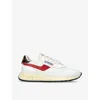 AUTRY AUTRY WOMEN'S WHITE/RED REELWIND BRAND-EMBROIDERED LEATHER AND NYLON LOW-TOP TRAINERS