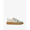 Autry Womens Beige Comb Medalist Brand-embroidered Suede Low-top Trainers In Beige Comb
