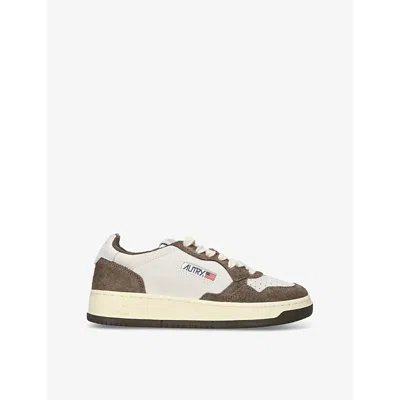 Autry Womens  Medalist Brand-embroidered Suede And Leather Low-top Trainers In Brown/oth