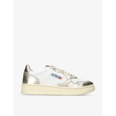 AUTRY WOMENS AUTRY MEDALIST LEATHER LOW-TOP TRAINERS,67402107