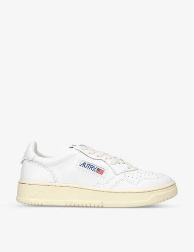 AUTRY WOMENS MEDALIST LOW-TOP LEATHER TRAINERS WHITE EUR 35 / 2 UK,65571669