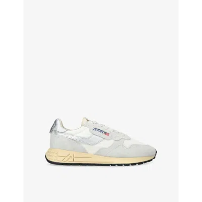 AUTRY WOMENS SILVER REELWIND PANELLED SUEDE AND WOVEN LOW-TOP TRAINERS EUR 36 / 3 UK