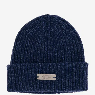 Autry Wool Beanie With Logo In Blue