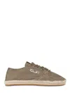 Autry Woven Jute Sole Flat Shoes With Lace-up Closure In Black