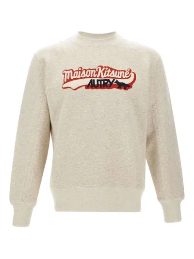 Autry X Maison Kitsuné Crew-neck Sweater In Gray