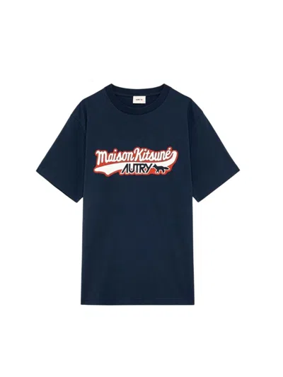 Autry X Maison Kitsune Autry X Maison Kitsunè Graphic T-shirt In Blue