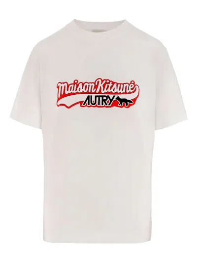 Autry X Maison Kitsuné Logo Print T-shirt In White