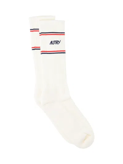 Autry X Maison Kitsuné Logo Socks In Neutral