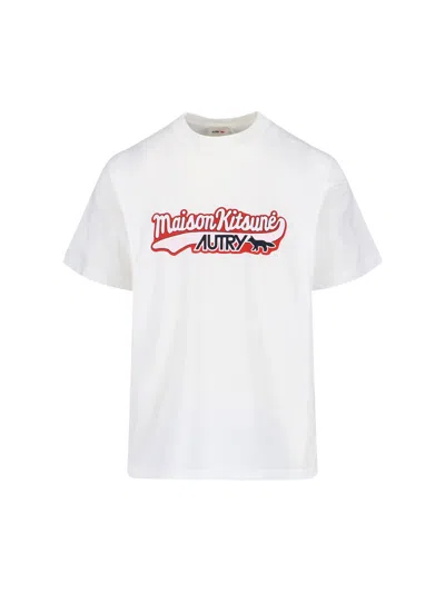 Autry X Maison Kitsunè Logo T-shirt In White