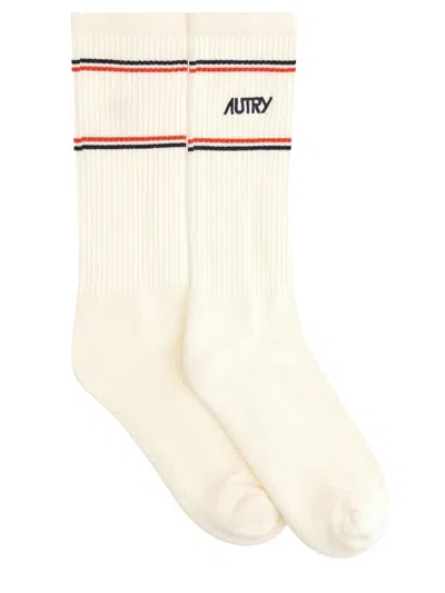 Autry X Maison Kitsune Socks With Logo In Neutral