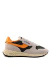 Autry White And Orange Suede And Nylon Reelwind Low Sneakers In Beige