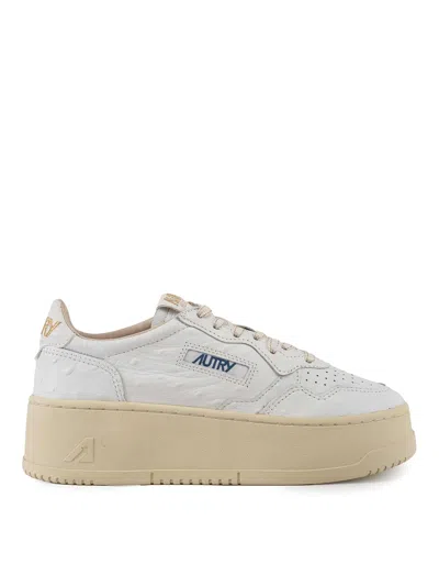 Autry Medalist Platform Sneakers In Studded Leather In White