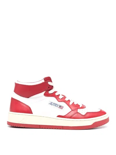 Autry Leather Panelled High-top Trainers In Red