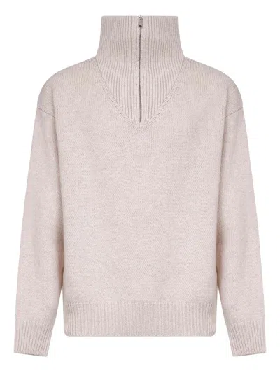 Autry Zip-neck Sweater In Neutral
