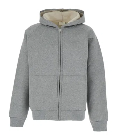 Autry Zip-up Cotton-blend Hoodie In Gray
