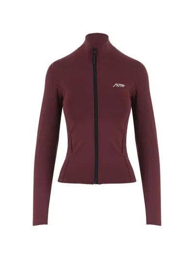 Autry Zip-up High-neck Sweater In Brown