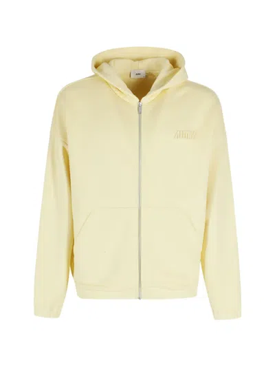 Autry Zip-up Hoodie In Yellow