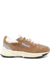 Autry Hyperway Beige Low Top Sneakers With Logo Patch On Side And Tongue In Suede And Mesh Woman In Brown