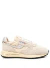 Autry Reelwind Low Sneakers In Nylon Suede And Leather Color Ecru And Platinum Shoes In Neutral