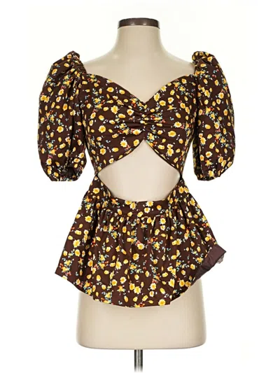 Pre-owned Autumn Adeigbo 3/4 Sleeve Blouse In Yellow
