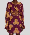Autumn Adeigbo Amelie Printed Cut-out Mini A-line Dress In Purple In Purple
