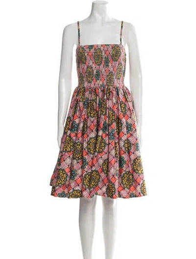 Pre-owned Autumn Adeigbo Floral Print Knee-length Dress In Pink
