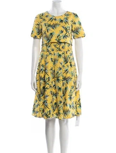 Pre-owned Autumn Adeigbo Floral Print Knee-length Dress In Yellow