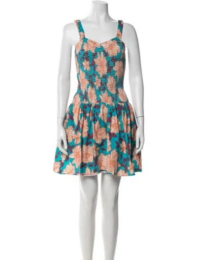 Pre-owned Autumn Adeigbo Floral Print Mini Dress In Multi