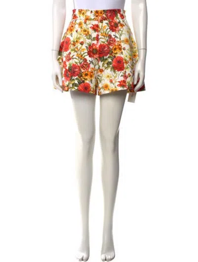 Pre-owned Autumn Adeigbo Floral Print Mini Shorts In Yellow