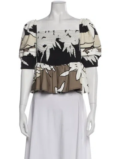 Pre-owned Autumn Adeigbo Floral Print Square Neckline Top In Multi