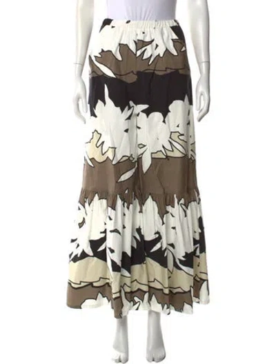 Pre-owned Autumn Adeigbo Floral Print Wide Leg Pants In White