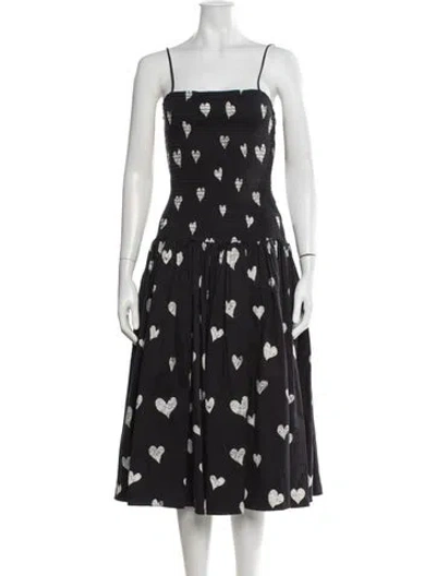 Pre-owned Autumn Adeigbo Graphic Print Midi Length Dress In Black