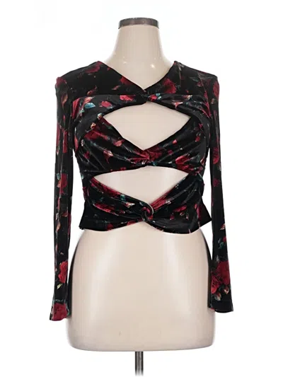 Pre-owned Autumn Adeigbo Long Sleeve Top Black Keyhole Neckline Tops