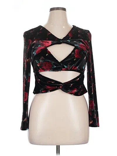Pre-owned Autumn Adeigbo Long Sleeve Top Black Keyhole Neckline Tops
