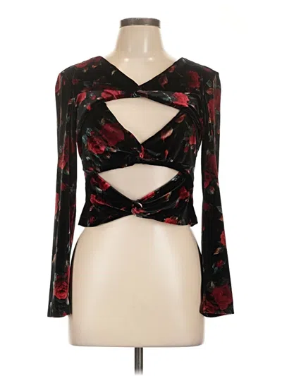 Pre-owned Autumn Adeigbo Long Sleeve Top Black Plunge Neckline Tops