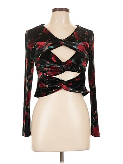 Pre-owned Autumn Adeigbo Long Sleeve Top Black Plunge Neckline Tops