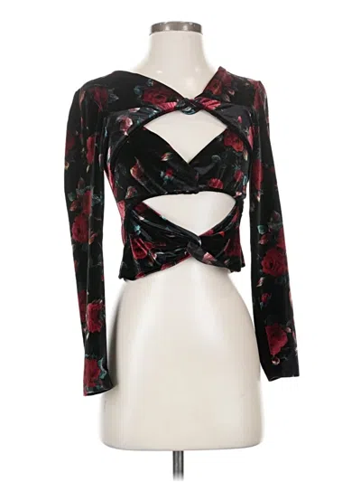 Pre-owned Autumn Adeigbo Long Sleeve Top Black Plunge Neckline Tops