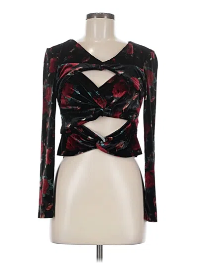 Pre-owned Autumn Adeigbo Long Sleeve Top Black Plunge Neckline Tops